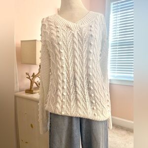 Carol Little for St.Tropez West Vintage Cream Cotton Ramie 1980s Sweater